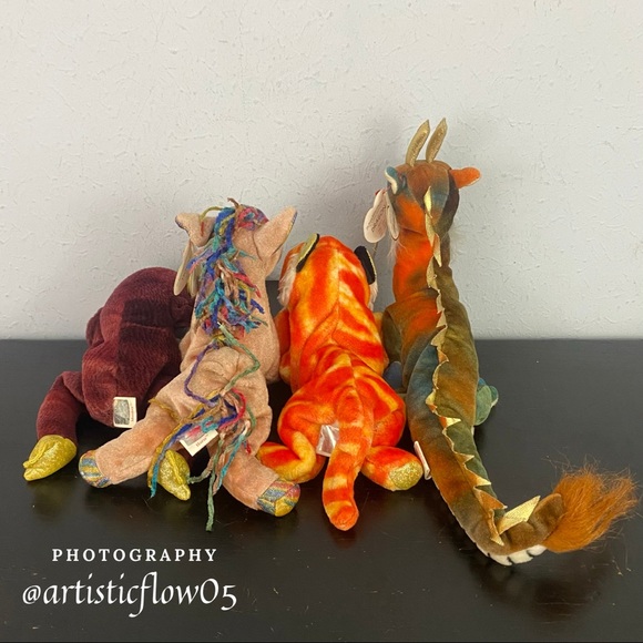 NEW! RARE! Vintage! 2000 TY Beanie Baby - Zodiac Dragon, Monkey, Horse, & Tiger - Picture 4 of 12